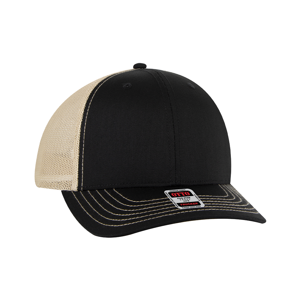 New! KP4192 - KIDS Rawhide Leather Patch Black Country Trucker Cap main image 0